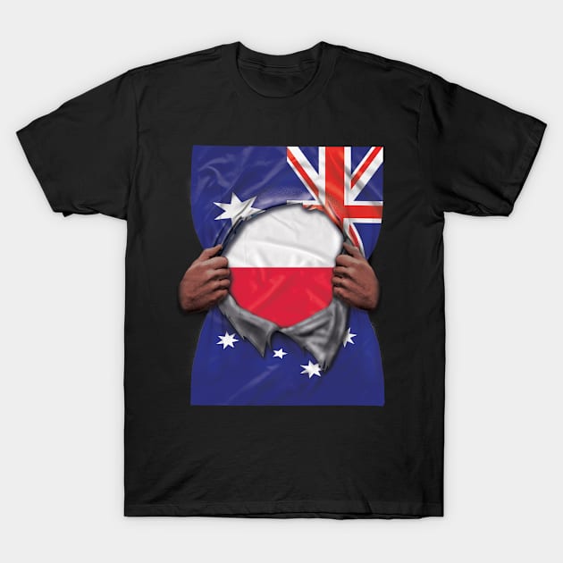 Poland Flag Australian Flag Ripped - Gift for Polish From Poland T-Shirt by Country Flags